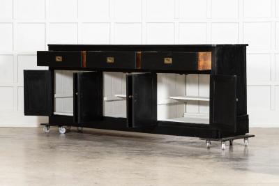 Large 19thC English Country Ebonised Pine Dresser Base