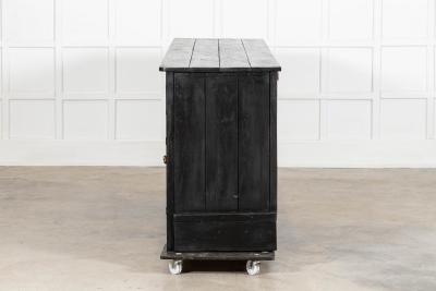 Large 19thC English Country Ebonised Pine Dresser Base
