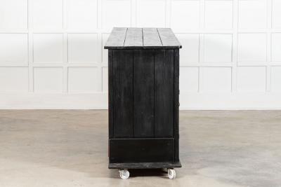 Large 19thC English Country Ebonised Pine Dresser Base