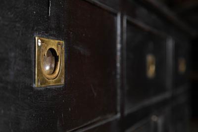Large 19thC English Country Ebonised Pine Dresser Base