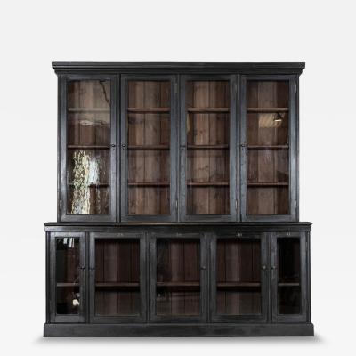 Large 19thC English Ebonised Glazed Mahogany Bookcase