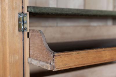 Large 19thC English Ebonised Gothic Pine Linen Press