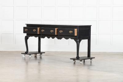 Large 19thC English Ebonised Lacquered Oak Dresser Base