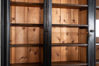Large 19thC English Ebonised Oak Glazed Bookcase