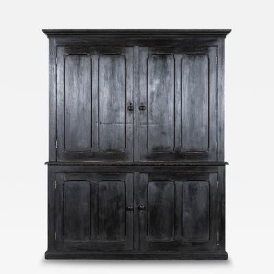 Large 19thC English Ebonised Pine Housekeepers Cupboard