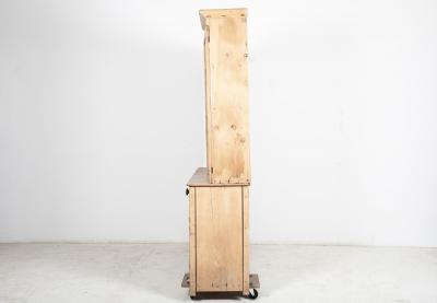 Large 19thC English Glazed Inverted Breakfront Pine Dresser