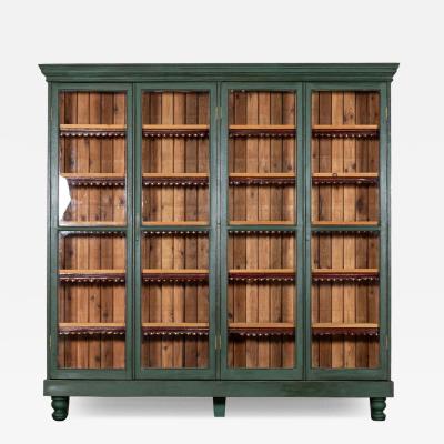 Large 19thC English Glazed Painted Pine Bookcase