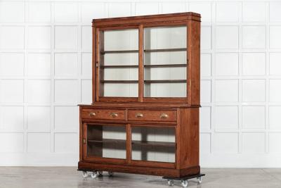 Large 19thC English Glazed Pine Haberdashery Cabinet