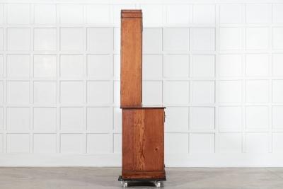 Large 19thC English Glazed Pine Haberdashery Cabinet