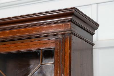 Large 19thC English Inlaid Mahogany Maple Co Library Bookcase