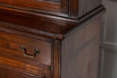 Large 19thC English Inlaid Mahogany Maple Co Library Bookcase