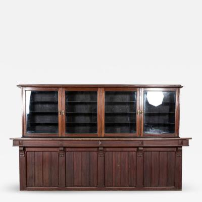 Large 19thC English Mahogany Glazed Apothecary Wall Cabinet