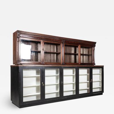 Large 19thC English Mahogany Glazed Apothecary Wall Cabinet