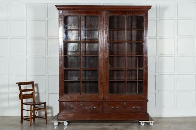 Large 19thC English Mahogany Glazed Bookcase