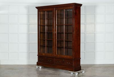 Large 19thC English Mahogany Glazed Bookcase