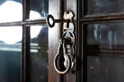 Large 19thC English Oak Glazed Breakfront Bookcase