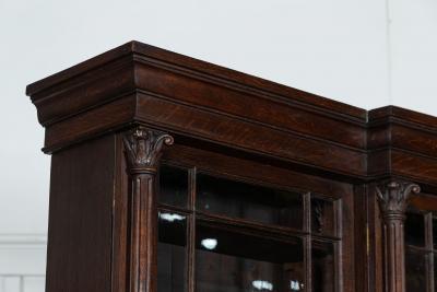 Large 19thC English Oak Glazed Breakfront Bookcase