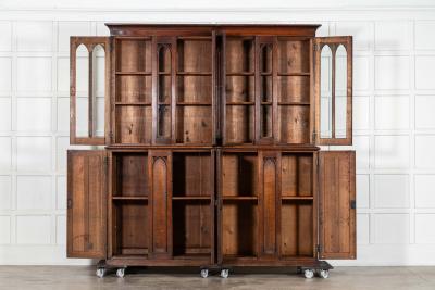 Large 19thC English Oak Glazed Library Bookcase
