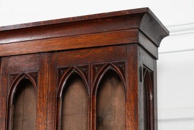 Large 19thC English Oak Glazed Library Bookcase