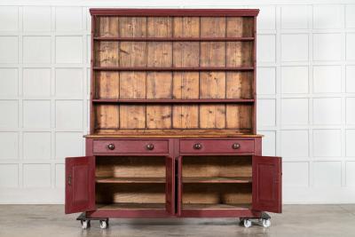 Large 19thC English Painted Pine Dresser