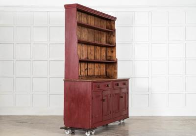 Large 19thC English Painted Pine Dresser
