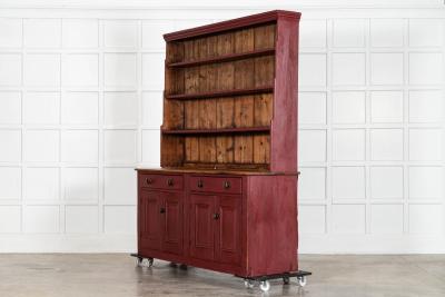 Large 19thC English Painted Pine Dresser
