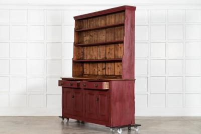 Large 19thC English Painted Pine Dresser