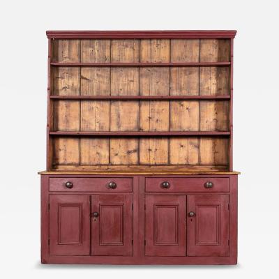 Large 19thC English Painted Pine Dresser