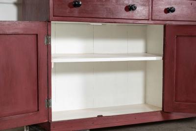 Large 19thC English Painted Pine Glazed Housekeepers Cupboard