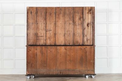 Large 19thC English Painted Pine Glazed Housekeepers Cupboard