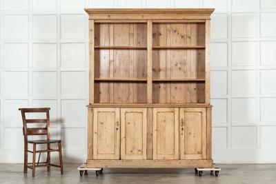 Large 19thC English Pine Bookcase Dresser