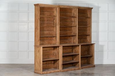 Large 19thC English Pine Breakfront Bookcase