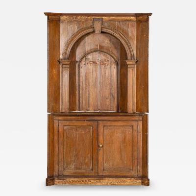 Large 19thC English Pine Corner Cupboard