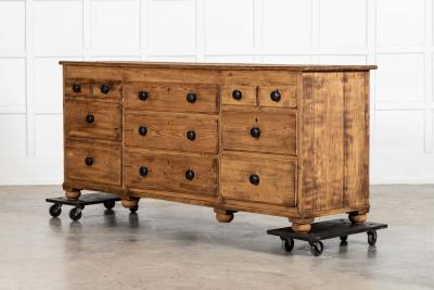 Large 19thC English Pine Dresser Base