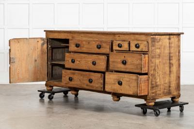 Large 19thC English Pine Dresser Base