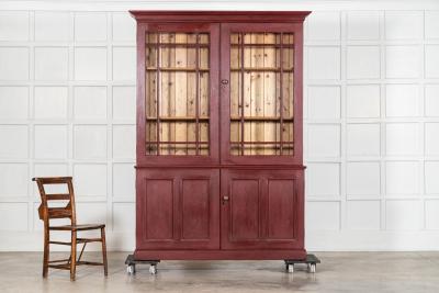Large 19thC English Pine Glazed Dresser Bookcase