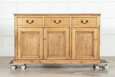 Large 19thC English Pine Oak Dresser Base