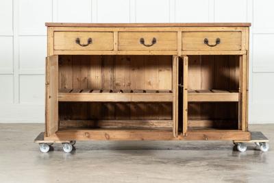 Large 19thC English Pine Oak Dresser Base