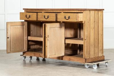 Large 19thC English Pine Oak Dresser Base