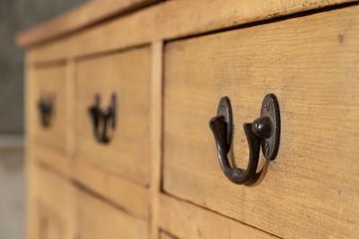 Large 19thC English Pine Oak Dresser Base