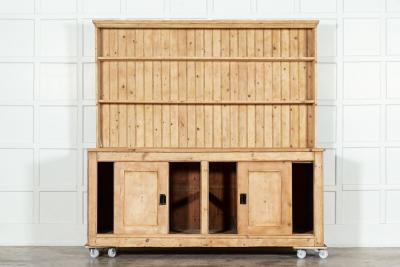 Large 19thC English Pine Waterfall Dresser