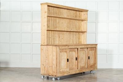 Large 19thC English Pine Waterfall Dresser