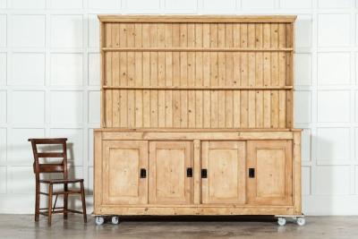 Large 19thC English Pine Waterfall Dresser