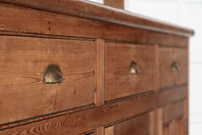 Large 19thC English Pine Waterfall Dresser
