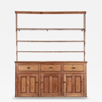 Large 19thC English Pine Waterfall Dresser