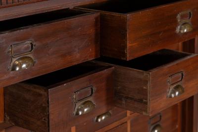 Large 19thC English Walnut Apothecary Bank Drawers