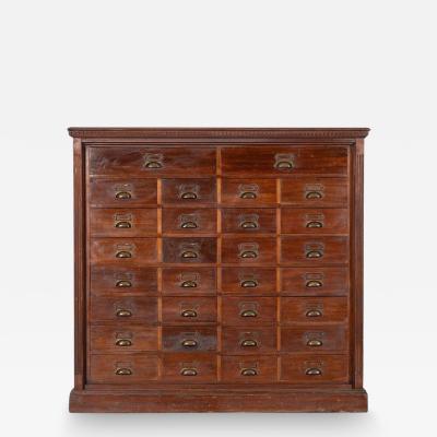 Large 19thC English Walnut Apothecary Bank Drawers