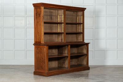 Large 19thC English Walnut Birch Bookcase