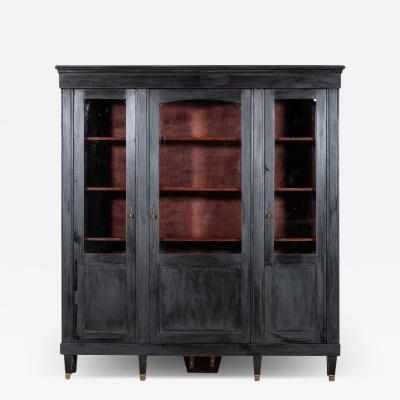 Large 19thC French Ebonised Mahogany Glazed Vitrine Bookcase Armoire