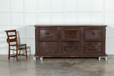 Large 19thC French Mahogany Pine Painted Counter Drawers